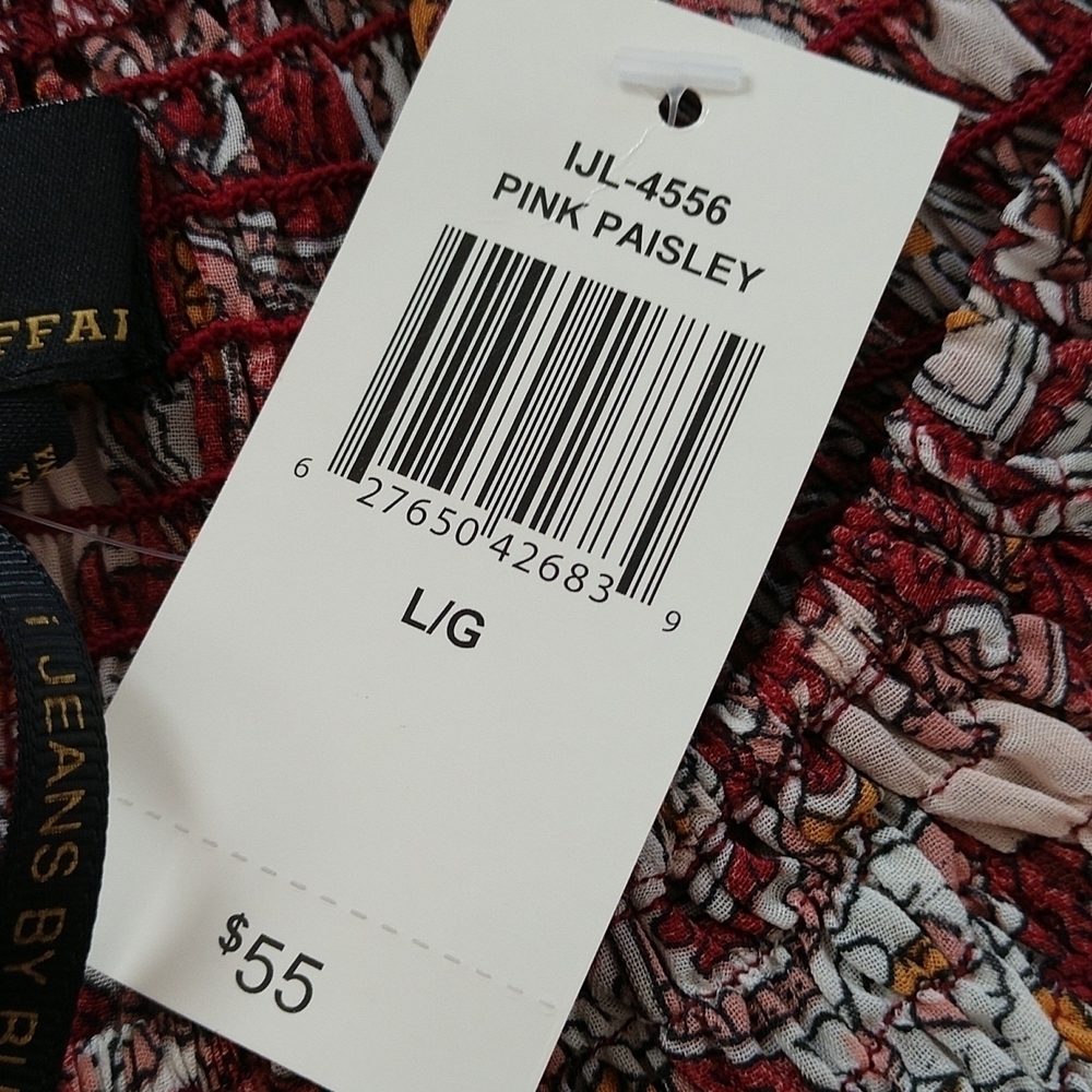 NWT i Jeans by Buffalo Bell Sleeve Paisley Boho Sheer Blouse Size L - Picture 11 of 12